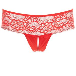 Kanten Slip Met Open Kruisje - Rood