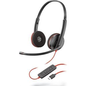 Poly Blackwire 3220 Headset Bedraad Hoofdband Kantoor/callcenter USB Type-C Zwart, Rood