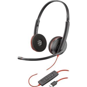 Poly Blackwire 3220 Headset Bedraad Hoofdband Kantoor/callcenter USB Type-C Zwart, Rood