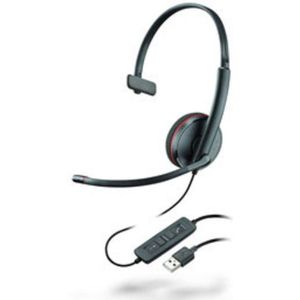 Plantronics Blackwire C3210 monaural USB On Ear headset Telefoon Kabel Mono Zwart Microfoon uitschakelbaar (mute)