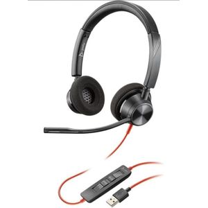 Poly Blackwire 3320 Headset Bedraad Hoofdband Kantoor/callcenter USB Type-A Zwart, Rood