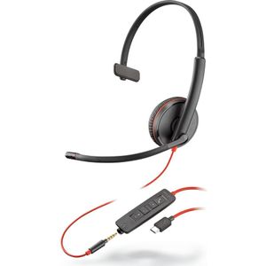 Poly Blackwire C3215 Headset Bedraad Hoofdband Kantoor/callcenter USB Type-C Zwart