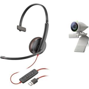HP Poly 2200-87120-025 On Ear headset Telefoon Kabel Mono Zwart Volumeregeling, Microfoon uitschakelbaar (mute)