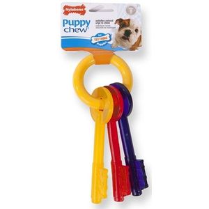 Nylabone Puppy Teething Key Flexible Geel&Blauw&Rood - Hondenspeelgoed - Small Tot 11kg