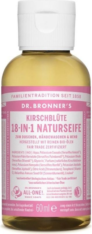 Dr-Bronners Verzorging Vloeibare-zeepKersenbloesem 18-1 natuurlijke zeep 240 ml (€ 38,08 / 1 l)