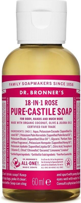 Dr. Bronner's Gel Rose 18-in-1 Pure-Castile Soap 60ml