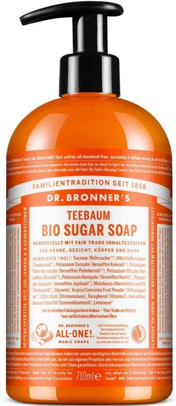 Dr. Bronner's - Teatree Bio Sugar Zeep - Karamelkleurig - 710 ml