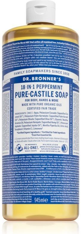 Dr. Bronner's - Peppermint Zeep - 945 ml - Natuurlijke Fair Trade Vloeibare Zeep