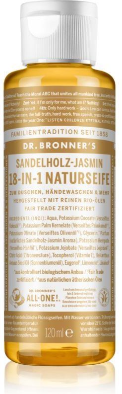 Dr-Bronners Verzorging Vloeibare-zeepSandelhout Jasmijn 18-1 Natuurlijke Zeep 120 ml (€ 44,42 / 1 l)