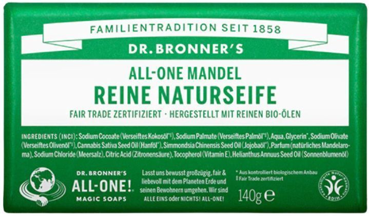 Dr. Bronner's - All-One - Verzorging Blokzeep - Amandel - Natuurlijke Zeep - 140 g