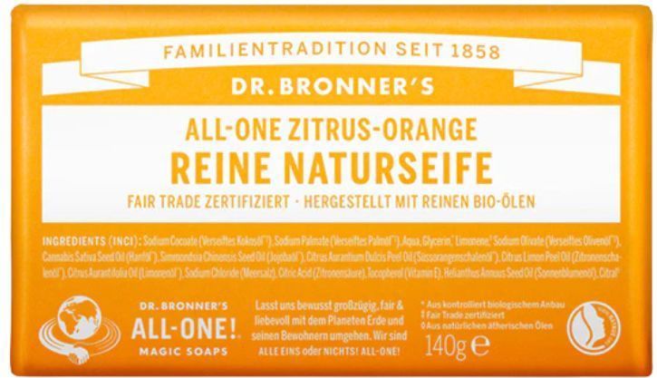 Dr. Bronner's - Reine Naturseife - Citrus-sinaasappel - 140 g - Handzeep
