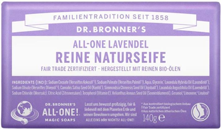 Dr. Bronner's - All-One Zeep - Lavendel - Natuurlijke Ingrediënten - 140 g