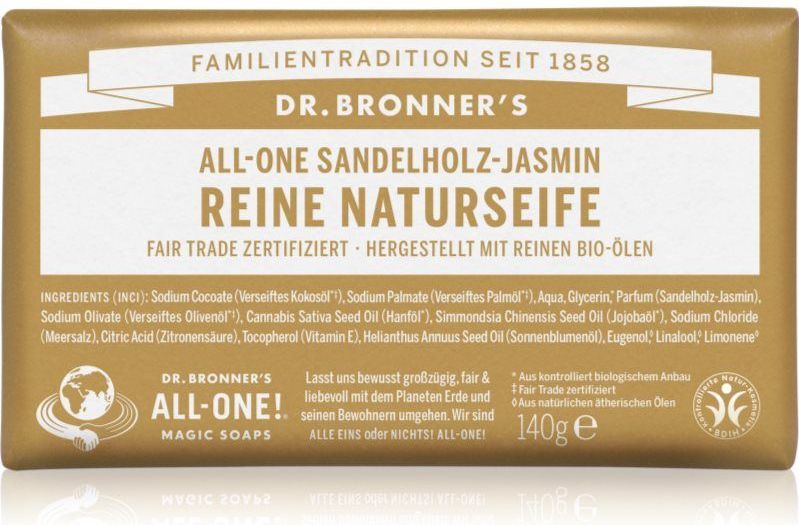 Dr-Bronners Verzorging BlokzeepAll-One Sandelhout Jasmijn Puur Natuurlijke Zeep 140 g (€ 51,29 / 1 kg)