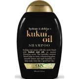 OGX Hydrate & Defrizz + Kukui Oil Shampoo (385 ml), vochtinbrengende crème voor het haar met koosolie, anti-kroes formule, sulfaatvrij