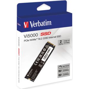 Verbatim Vi5000 2 TB NVMe/PCIe M.2 SSD 2280 harde schijf M.2 NVMe PCIe 4.0 x4 Retail 31827