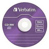 Verbatim CD-RW discs in Slim Case - 12-speed - 700 MB / 80 minuten / 5 stuks