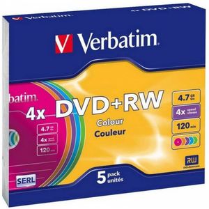 Verbatim 43297 DVD+RW disc 4.7 GB 5 stuk(s) Slimcase Gekleurd