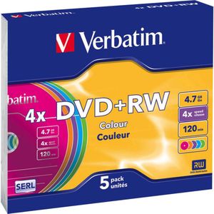 Verbatim DVD+RW - 4,7 GB - Herbeschrijfbare Schijven - Super Eutectic Recording Layer