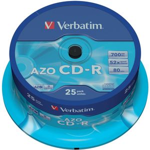 CD-R Verbatim AZO Crystal 25 Stuks 700 MB 52x