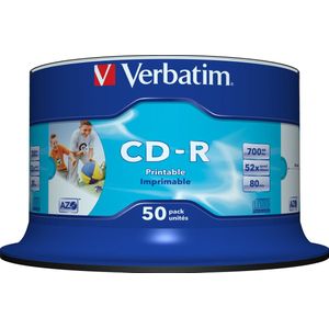 Verbatim CD-R AZO Wide Inkjet Printable no ID 700 MB 50 stuk(s)