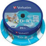 Verbatim CD-R AZO Wide Inkjet Printable discs op spindel - 52-speed - 700 MB / 80 minuten / 25 stuks