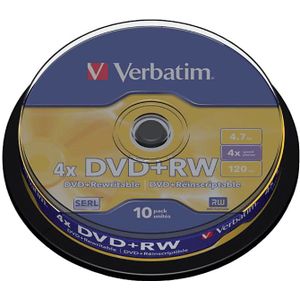 Verbatim DVD+RW discs op spindel - 4-speed - 4,7 GB / 10 stuks