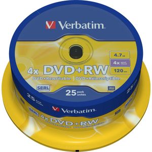 Verbatim 43489 DVD+RW disc GB 25 stuk Spindel Herschrijfbaar