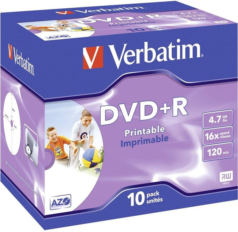 Verbatim 43508 DVD+R Wide Inkjet Printable ID Brand Schijven