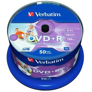 Verbatim DVD+R Wide Inkjet Printable discs op spindel - 16-speed - 4,7 GB / 50 stuks