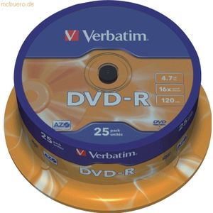 DVD-Rohlinge DVD-R 4,7GB 16x auf Spindel VE=25 St&#252;ck