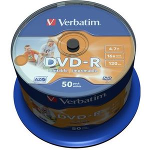 Verbatim - DVD-R Wide Inkjet Printable - 4,7 GB - 50 stuks