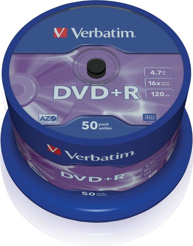 Verbatim 43550 DVD+R Matt Silver Stuks / Spindel