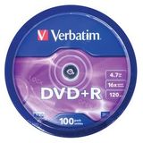 Verbatim DVD+R Matt Silver 4,7 GB 100 stuk(s)