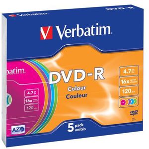 Verbatim DVD-R Colour 4,7 GB 5 stuk(s)