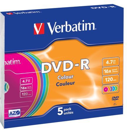 Verbatim DVD-R Colour 4,7 GB 5 stuk(s)