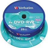 Verbatim 43639 DVD-RW disc 4.7 GB 25 stuk(s) Spindel Herschrijfbaar