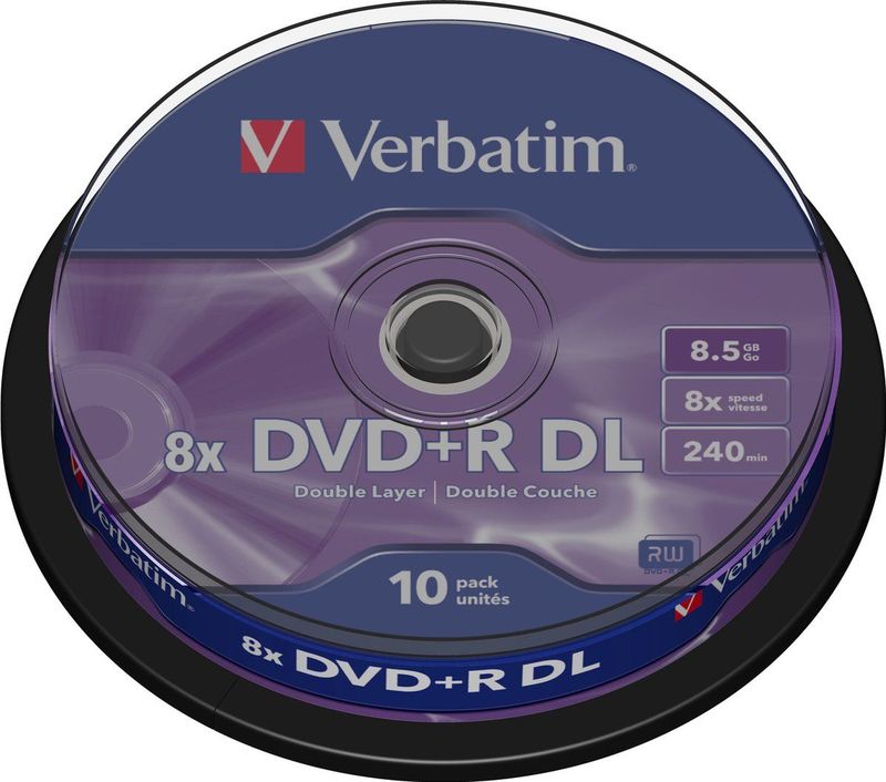 Verbatim 43666 DVD+R Double Layer Matt Silver Schijven