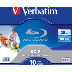 Verbatim 43713 BD-R enkellaags - Blu-Ray-schijf 25 GB, 6x brandsnelheid, robuuste krasbescherming, 10 Pack Jewel Case