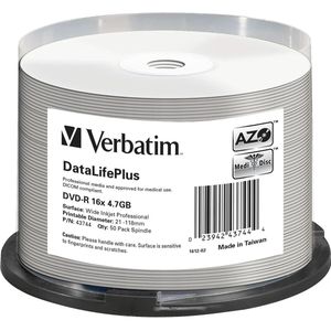 Verbatim 43744 DVD-R disc 4.7 GB 50 stuk(s) Spindel Bedrukbaar