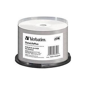 Verbatim DVD+R 8.5GB Dual Layer 8x Wide Thermal Printable - 50 Stuks