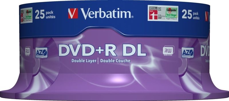 Verbatim - DVD+R Double Layer - 8x - Matt Silver - 25pk Spindle - 8,5 GB