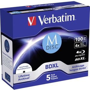 Verbatim 43834 M-Disc Blu-ray 100 GB 5 stuks Jewelcase Bedrukbaar