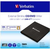 Verbatim - Slimline CD/DVD ReWriter - Externe Drive - Zwart - USB-C