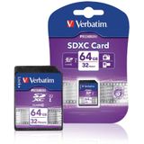 Verbatim SDXC-kaart klasse 10 Premium (64 GB, SDXC, U1, UHS-I), Geheugenkaart, Zwart
