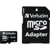 Verbatim, MicroSDHC Card 16GB CLASS 10 + Adapter