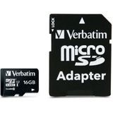 Verbatim, MicroSDHC Card 16GB CLASS 10 + Adapter
