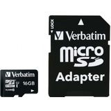 Verbatim MICRO SDHC 16GB CL 10 ADAP microSDHC-kaart 16 GB Class 10 Incl. SD-adapter