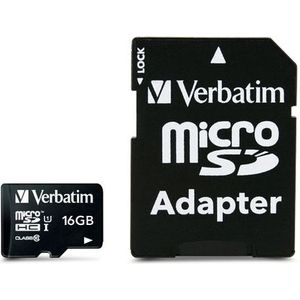 Verbatim, MicroSDHC Card 16GB CLASS 10 + Adapter