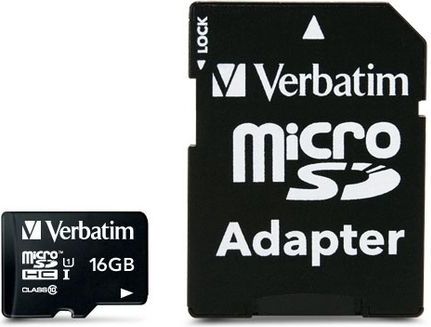Verbatim, MicroSDHC Card 16GB CLASS 10 + Adapter