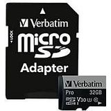 Verbatim Per (32 GB, microSDHC, U3, UHS-I), Geheugenkaart, Zwart
